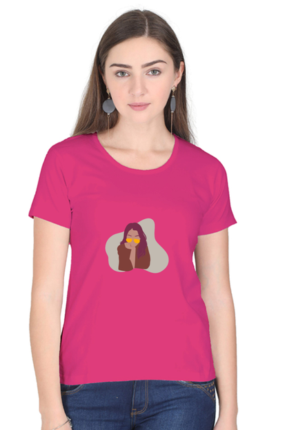 Vibrant Girls T-shirt with Modern Minimalist Portrait Design