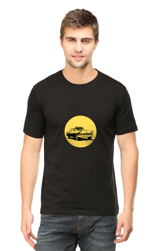 Vintage Car Graphic Men's T-Shirt - Black
