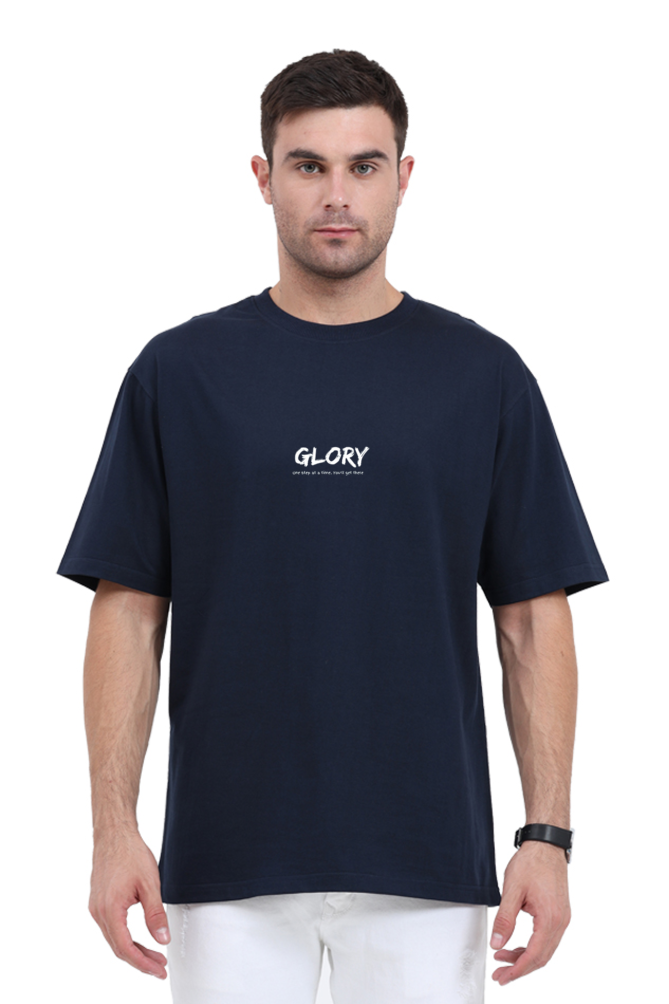 Black "GLORY" Cotton T-Shirt with Minimalist Embroidery