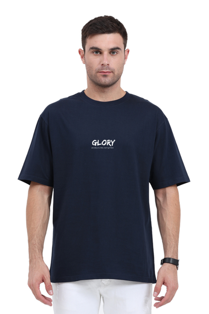 Black "GLORY" Cotton T-Shirt with Minimalist Embroidery