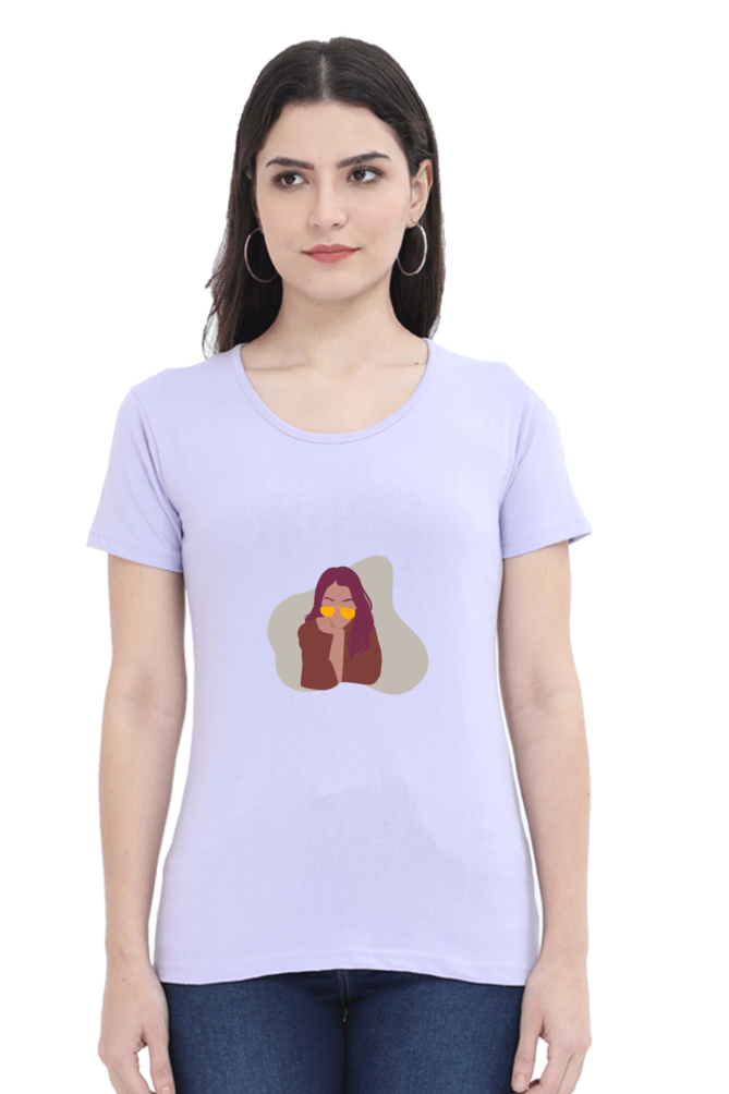 Vibrant Girls T-shirt with Modern Minimalist Portrait Design
