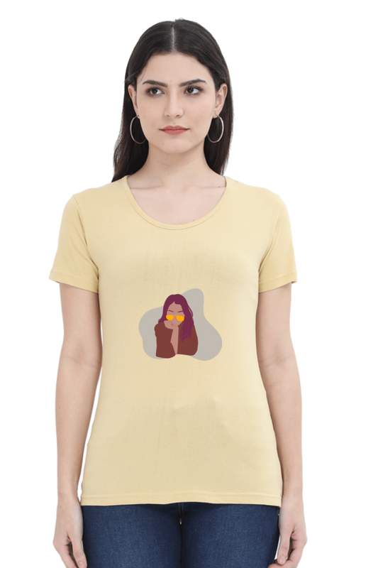 Vibrant Girls T-shirt with Modern Minimalist Portrait Design