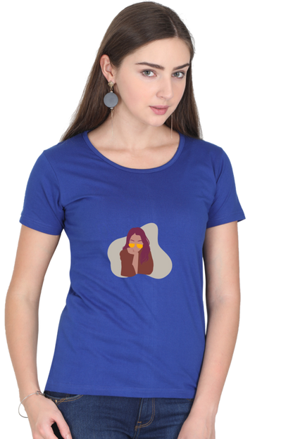 Vibrant Girls T-shirt with Modern Minimalist Portrait Design